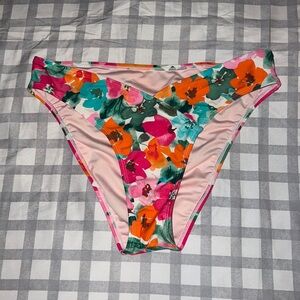 Floral bikini bottom high leg